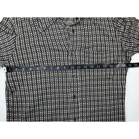 Vintage 70s Pierre Conte France Creation Jersey Shirt Men Size 4 Mod Houndstooth - Picture 9 of 14